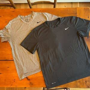 Lot of two Nike Men’s Size Large Dry Fit short sleeve. Worn once. Like new
